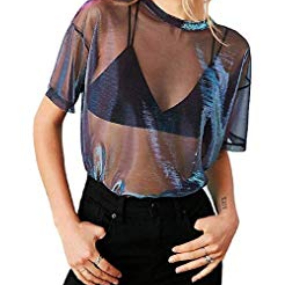 Metallic Mesh T shirt